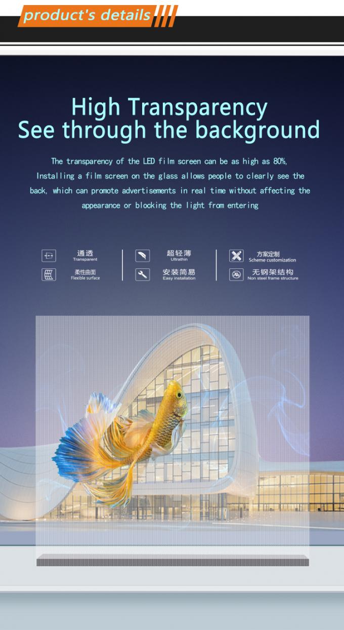 P20 P30 P40 Ekran filmowy LED Duże szkło zasłony ściany reklamy wyświetlacz 0