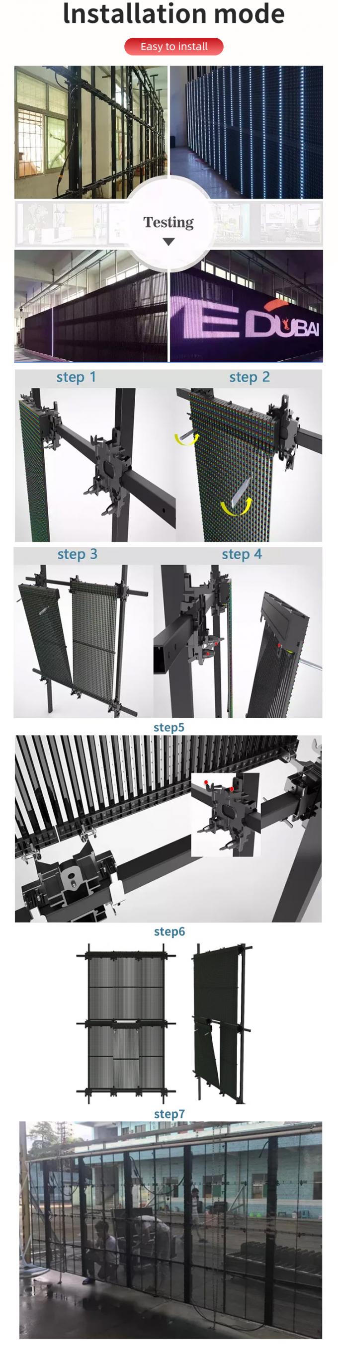 Przejrzysty ekran LED Wyświetlacz Przejrzysty szkło Okno LED Przejrzysty ekran wideo ściana Panel elastyczny Wysoka jasnośćLED 4