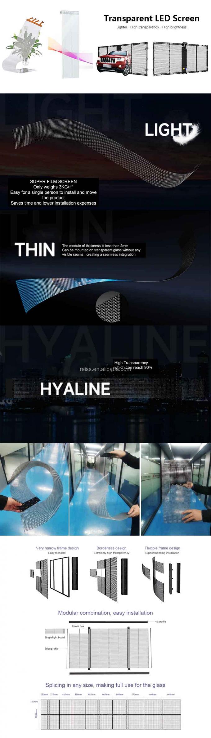 Szklany ekran LED P3.91-7.81 HD Przejrzysty Reklama Przejrzysty ekran LED 2