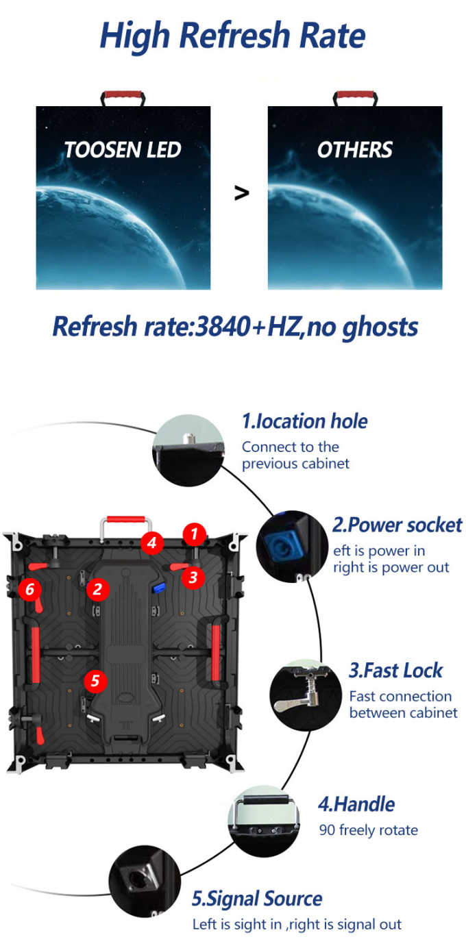 P3.91 P4.81 Wynajem ekranu LED do występów na żywo na zewnątrz Wyświetlacz LED Wodoodporny Ekran sceniczny Wysoka jasność Ekran tła Ściana LED 6