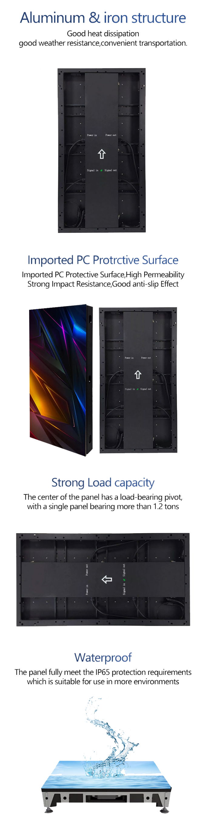 Wynajem panelu LED do podłogi tanecznej 500*1000 Wysoka częstotliwość odświeżania Ekran sceniczny LED Ścianka weselna P2.9 Interaktywny wyświetlacz LED 2