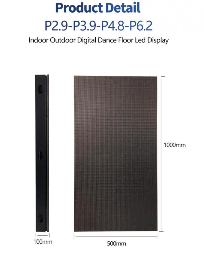 Wynajem panelu LED do podłogi tanecznej 500*1000 Wysoka częstotliwość odświeżania Ekran sceniczny LED Ścianka weselna P2.9 Interaktywny wyświetlacz LED 3