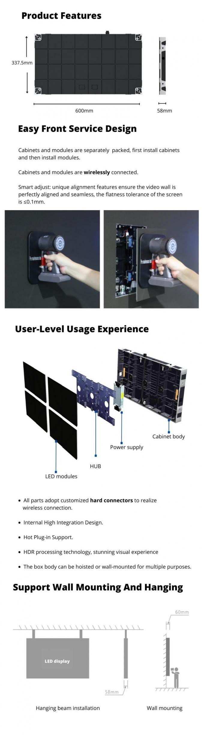 wodoodporny COB Wewnętrzny Mały Pixel Pitch P0.6 P0.7 P0.9 P1.25 Mikro Cienkie Kościół Led Video Wall Display Panel 6