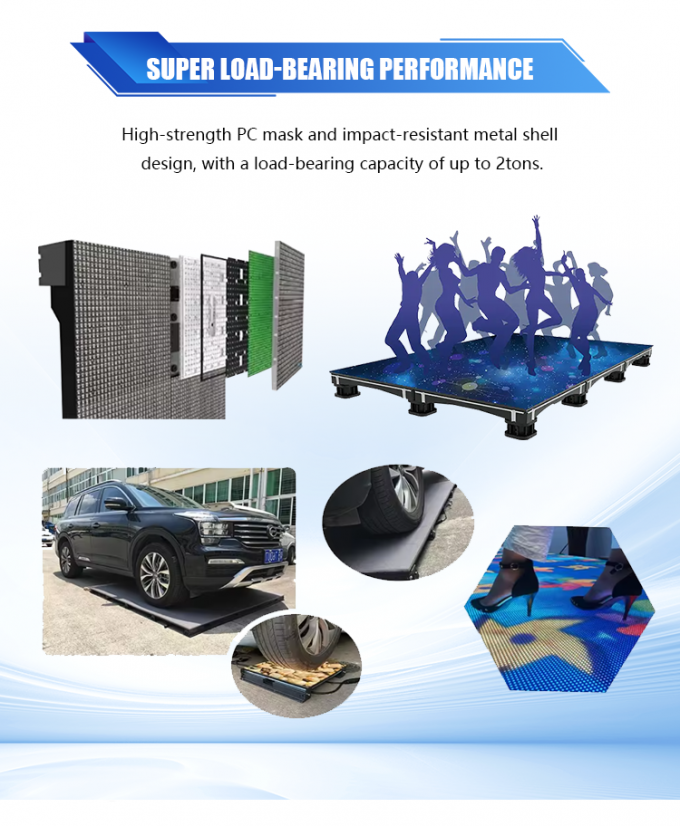 Wyświetlacz panelowy podłogi tanecznej 3D, interaktywny ekran LED, Płytka podłogowa LED P2.6 P2.97 P3.91 5