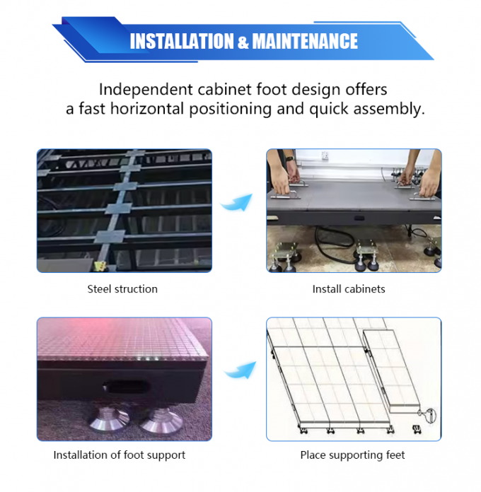 Wyświetlacz panelowy podłogi tanecznej 3D, interaktywny ekran LED, Płytka podłogowa LED P2.6 P2.97 P3.91 9